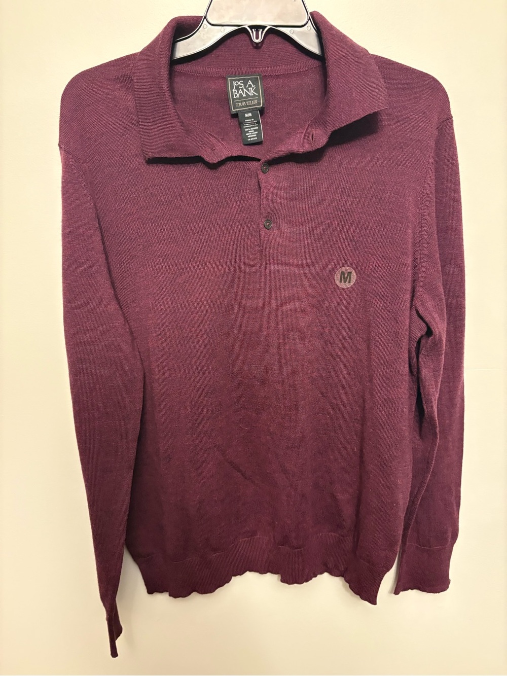 Jos. A. Bank Traveler Merino Wool Polo Sweater Size Medium NWOT